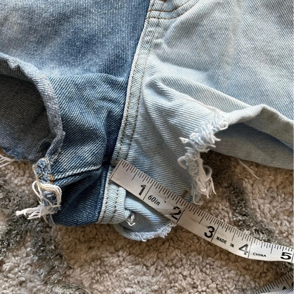 PacSun high rise denim jean shorts Bleach Half and Half mixed 30 - Picture 7 of 9